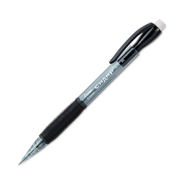 Pentel® Champ Mechanical Pencil, 0.5 mm, HB (#2), Black Lead, Translucent Gray Barrel, Dozen (PENAL15A)