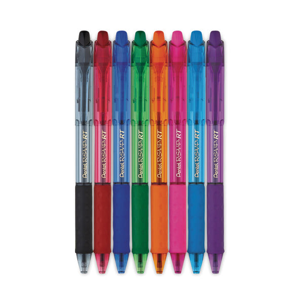 Pentel® R.S.V.P. RT Ballpoint Pen, Retractable, Medium 1 mm, Assorted Ink Colors, Clear Barrel, 8/Pack (PENBK93CRBP8M)