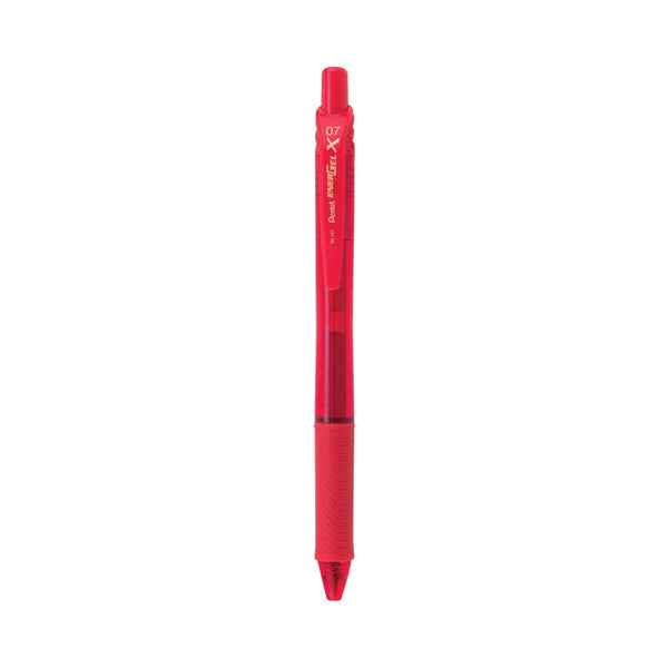 Pentel® EnerGel-X Gel Pen, Retractable, Medium 0.7 mm, Red Ink, Translucent Red/Red Barrel, Dozen (PENBL107B)