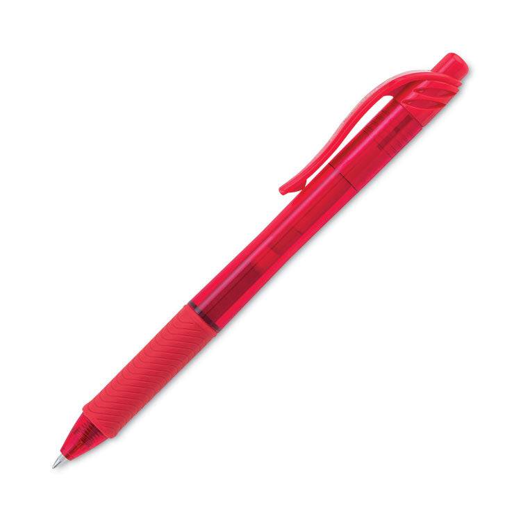 Pentel® EnerGel-X Gel Pen, Retractable, Medium 0.7 mm, Red Ink, Translucent Red/Red Barrel, Dozen (PENBL107B)