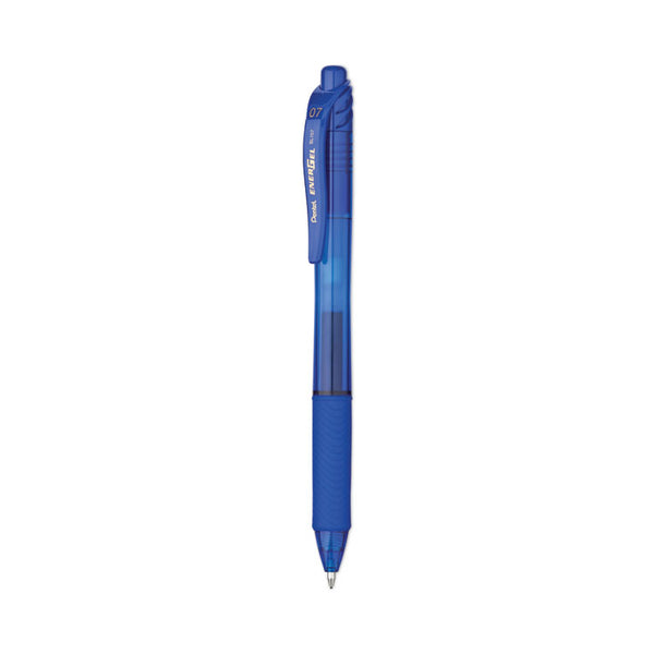 Pentel® EnerGel-X Gel Pen, Retractable, Medium 0.7 mm, Blue Ink, Translucent Blue/Blue Barrel, Dozen (PENBL107C)