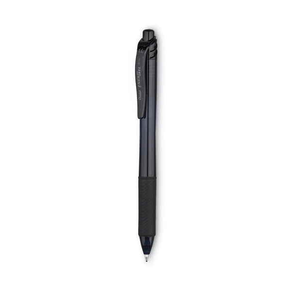 Pentel® EnerGel-X Gel Pen, Retractable, Bold 1 mm, Black Ink, Smoke/Black Barrel, Dozen (PENBL110A)