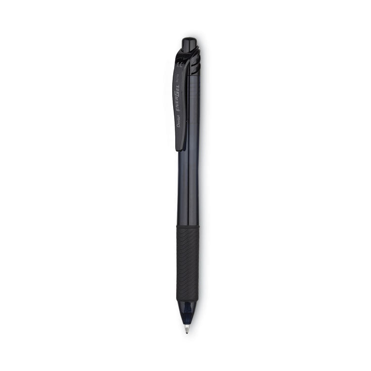 Pentel® EnerGel-X Gel Pen, Retractable, Bold 1 mm, Black Ink, Smoke/Black Barrel, Dozen (PENBL110A) Box of 12
