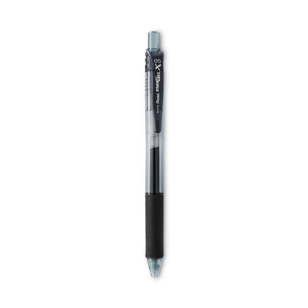 Pentel® EnerGel-X Gel Pen, Retractable, Fine 0.5 mm Needle Tip, Black Ink, Clear/Black Barrel, Dozen (PENBLN105A)