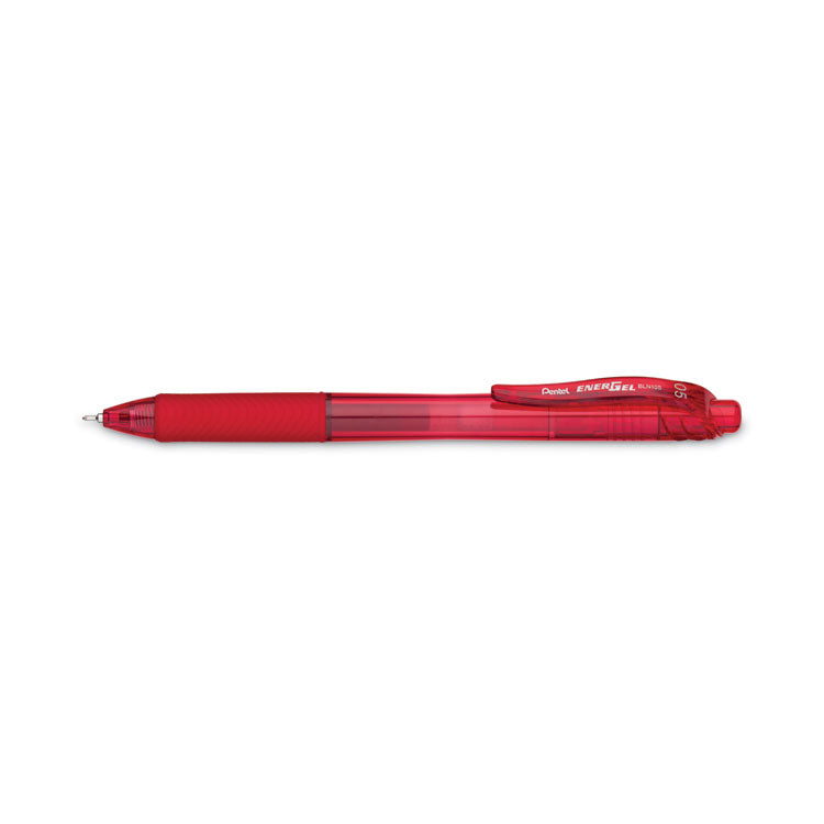 Pentel® EnerGel-X Gel Pen, Retractable, Fine 0.5 mm Needle Tip, Red Ink, Translucent Red/Red Barrel, Dozen (PENBLN105B)