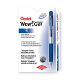 Pentel® WOW! Gel Pen, Retractable, Medium 0.7 mm, Blue Ink, Clear/Blue Barrel, Dozen (PENK437C) 1 Dozen