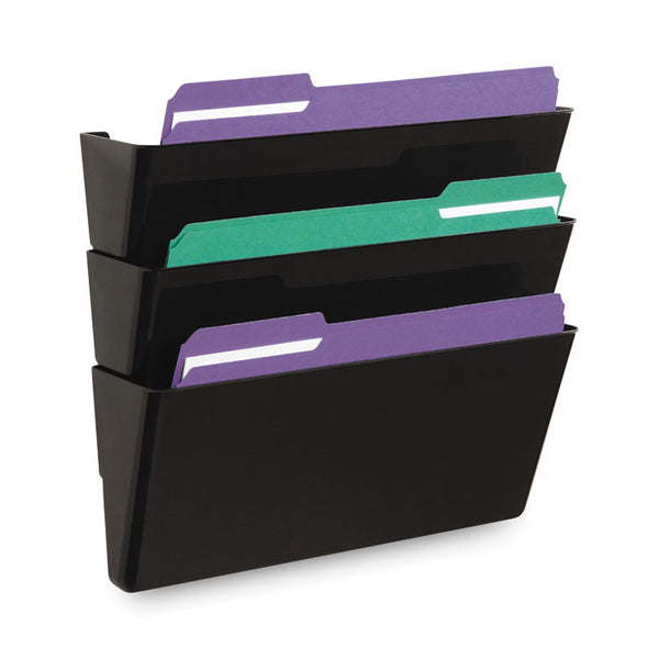 Universal® Wall File Pockets, 3 Sections, Letter Size,13" x 4.13" x 14.5", Black, 3/Pack (UNV08121)