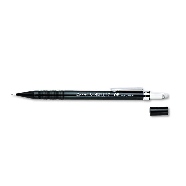 Pentel® Sharplet-2 Mechanical Pencil, 0.5 mm, HB (#2), Black Lead, Black Barrel, Dozen (PENA125A) Each