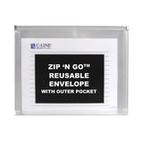 C-Line® Zip 'N Go Reusable Envelope with Outer Pocket, 1" Capacity, 2 Sections, 10 x 13, Clear, 3/Pack (CLI48117)