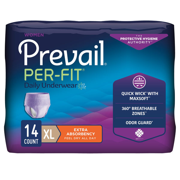 Prevail® Per-Fit® Female Adult Absorbent Underwear Pull On with Tear Away Seams X-Large Disposable Moderate Absorbency (881924_CS) 56/CS