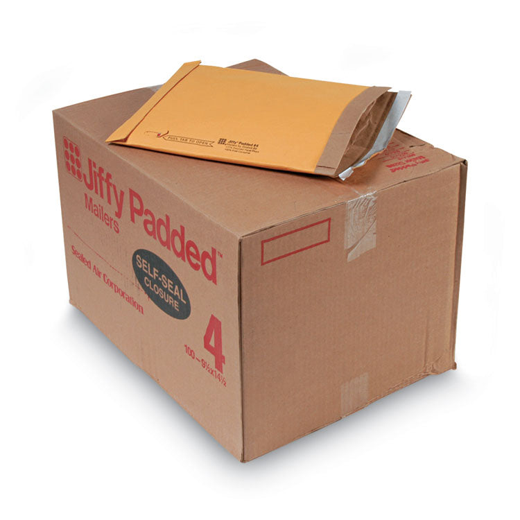 Sealed Air Jiffy Padded Mailer, #4, Paper Padding, Self-Adhesive Closure, 9.5 x 14.5, Natural Kraft, 100/Carton (SEL67320) Case of 100