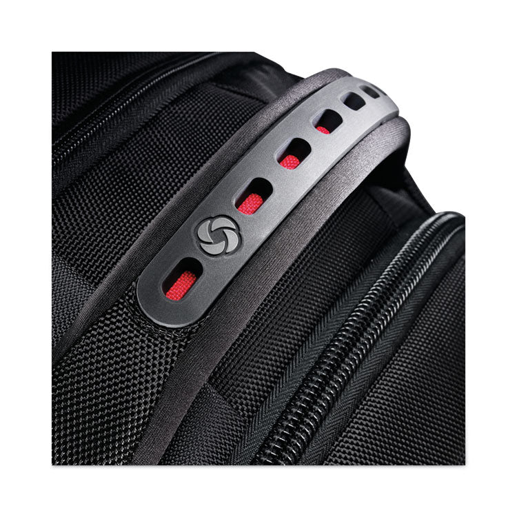 Samsonite® Tectonic PFT Backpack, Fits Devices Up to 17", Ballistic Nylon, 13 x 9 x 19, Black/Red (SML515311073) Each