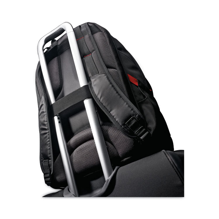 Samsonite® Tectonic PFT Backpack, Fits Devices Up to 17", Ballistic Nylon, 13 x 9 x 19, Black/Red (SML515311073) Each