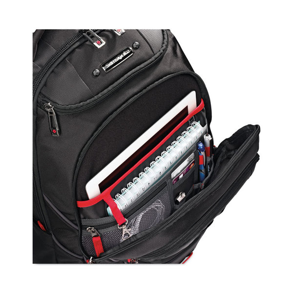 Samsonite® Tectonic PFT Backpack, Fits Devices Up to 17", Ballistic Nylon, 13 x 9 x 19, Black/Red (SML515311073) Each