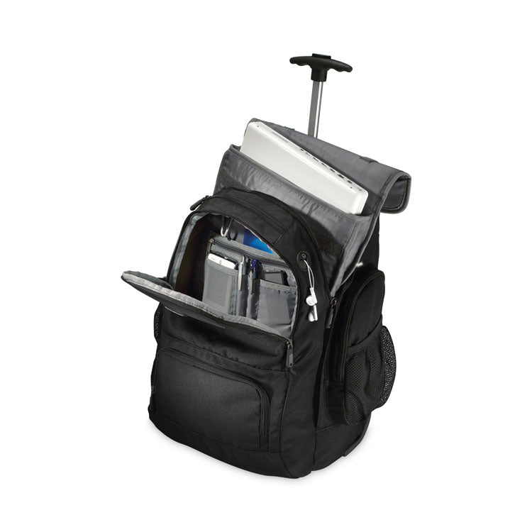 Samsonite® Rolling Backpack, Fits Devices Up to 15.6", Polyester, 14 x 8 x 21, Black/Charcoal (SML178961053)