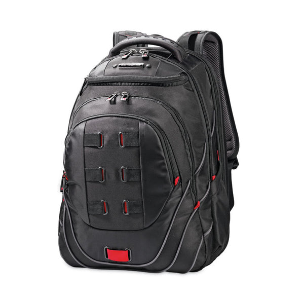 Samsonite® Tectonic PFT Backpack, Fits Devices Up to 17", Ballistic Nylon, 13 x 9 x 19, Black/Red (SML515311073) Each