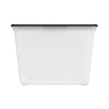 Storex Storage Tote, 16 gal, 22.7" x 18.25" x 12.86", Clear/Black (STX00900U04C) Each