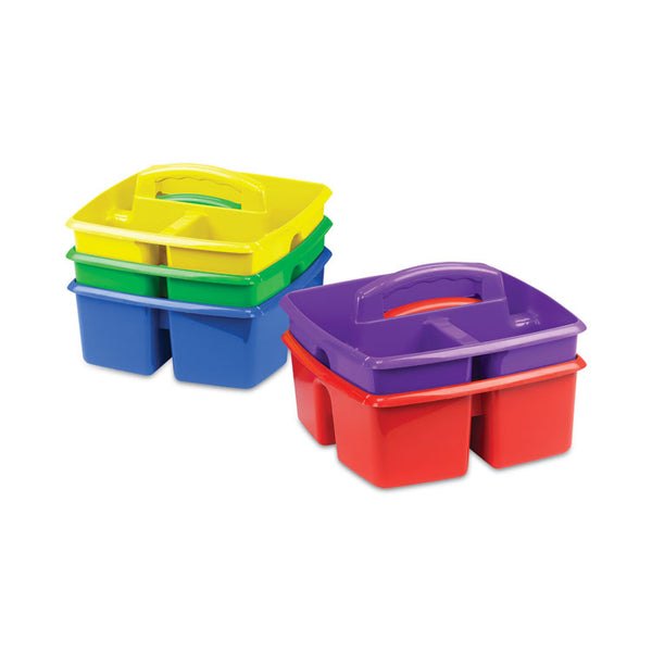 Storex Small Art Caddies, 3 Sections, 9.25" x 9.25" x 5.25", Assorted Colors, 5/Pack (STX00941U06C) 1 Set