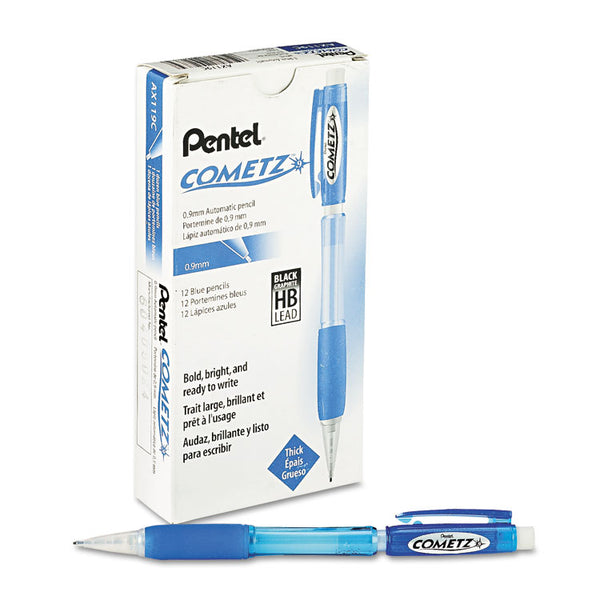 Pentel® Cometz Mechanical Pencil, 0.9 mm, HB (#2), Black Lead, Blue Barrel, Dozen (PENAX119C)