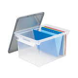 Storex Portable File Tote with Locking Handles, Letter/Legal Files, 18.5" x 14.25" x 10.88", Clear/Silver (STX61530U01C) Each