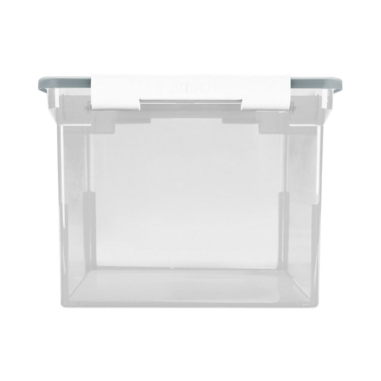 Storex Portable File Tote with Locking Handles, Letter/Legal Files, 18.5" x 14.25" x 10.88", Clear/Silver (STX61530U01C) Each