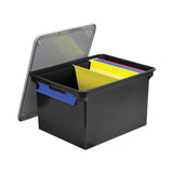 Storex Portable File Tote with Locking Handles, Letter/Legal Files, 18.5" x 14.25" x 10.88", Black/Silver (STX61543U01C) Each