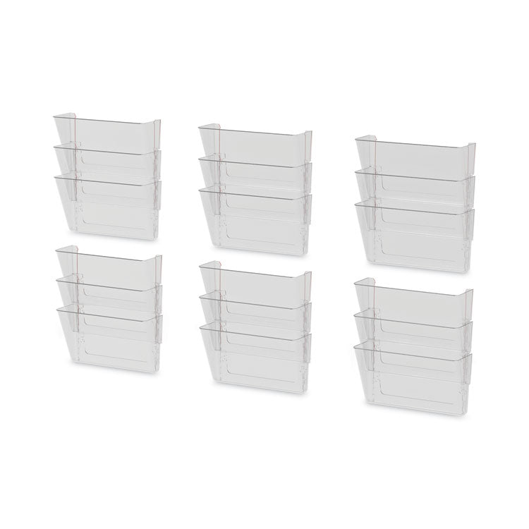 Storex Wall File, 3 Sections, Letter Size, 13" x 4" x 14",  Clear, 3/Set (STX70245U06C) Pack of 3