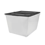 Storex Storage Tote, 16 gal, 22.7" x 18.25" x 12.86", Clear/Black (STX00900U04C) Each