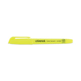 Universal™ Pocket Highlighters, Fluorescent Yellow Ink, Chisel Tip, Yellow Barrel, Dozen (UNV08851)