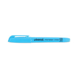 Universal™ Pocket Highlighters, Fluorescent Blue Ink, Chisel Tip, Blue Barrel, Dozen (UNV08854) Case of 12