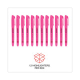 Universal™ Pocket Highlighters, Fluorescent Pink Ink, Chisel Tip, Pink Barrel, Dozen (UNV08855)