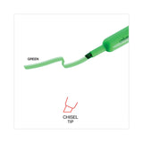 Universal™ Desk Highlighters, Fluorescent Green Ink, Chisel Tip, Green Barrel, Dozen (UNV08862)