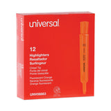 Universal™ Desk Highlighters, Fluorescent Orange Ink, Chisel Tip, Orange Barrel, Dozen (UNV08863)