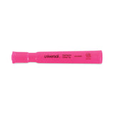 Universal™ Desk Highlighters, Fluorescent Pink Ink, Chisel Tip, Pink Barrel, Dozen (UNV08865) Case of 12