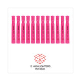 Universal™ Desk Highlighters, Fluorescent Pink Ink, Chisel Tip, Pink Barrel, Dozen (UNV08865) Case of 12