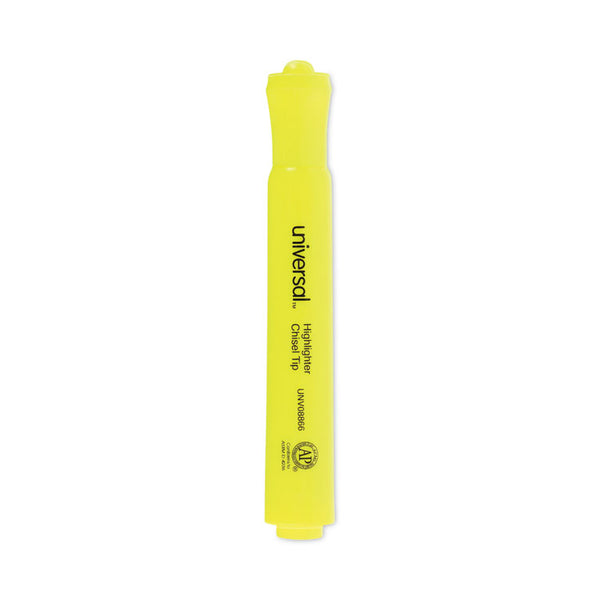 Universal™ Desk Highlighter Value Pack, Fluorescent Yellow Ink, Chisel Tip, Yellow Barrel, 36/Pack (UNV08866)
