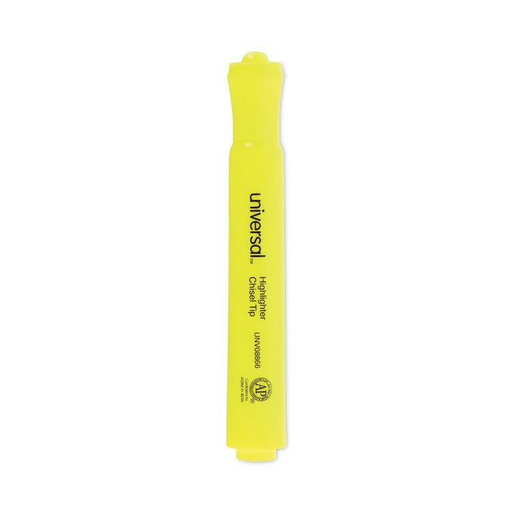 Universal™ Desk Highlighter Value Pack, Fluorescent Yellow Ink, Chisel Tip, Yellow Barrel, 36/Pack (UNV08866)