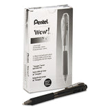 Pentel® WOW! Ballpoint Pen, Retractable, Medium 1 mm, Black Ink, Smoke/Black Barrel, Dozen (PENBK440A) Box of 12