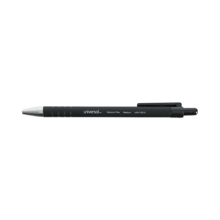 Universal™ Ballpoint Pen, Retractable, Medium 1 mm, Black Ink, Black Barrel, Dozen (UNV15510) Pack of 12
