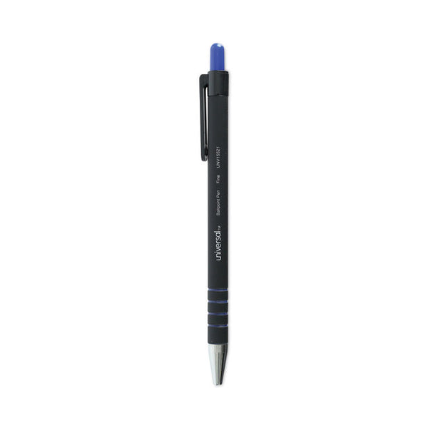 Universal™ Ballpoint Pen, Retractable, Fine 0.7 mm, Blue Ink, Blue Barrel, Dozen (UNV15521)