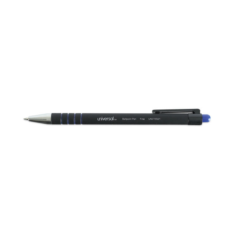 Universal™ Ballpoint Pen, Retractable, Fine 0.7 mm, Blue Ink, Blue Barrel, Dozen (UNV15521)