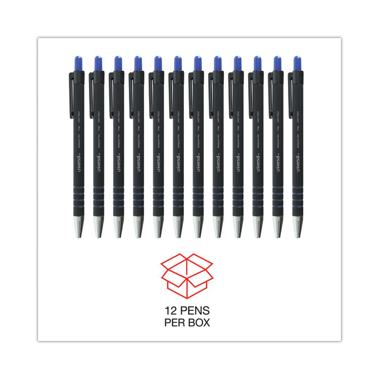 Universal™ Ballpoint Pen, Retractable, Fine 0.7 mm, Blue Ink, Blue Barrel, Dozen (UNV15521)