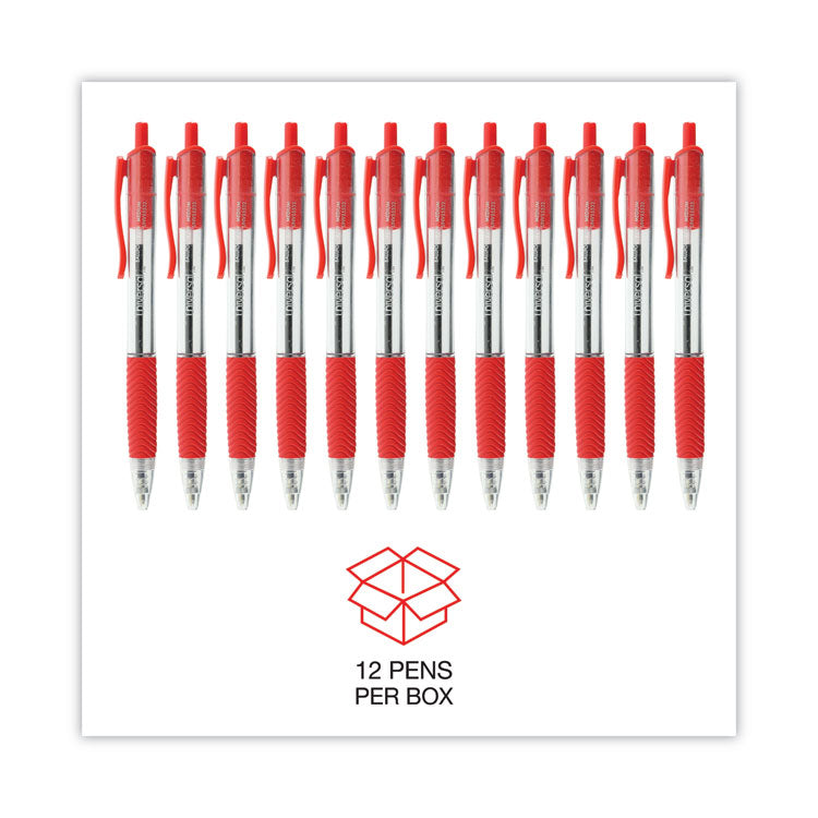 Universal™ Comfort Grip Ballpoint Pen, Retractable, Medium 1 mm, Red Ink, Clear/Red Barrel, Dozen (UNV15532) 1 Dozen