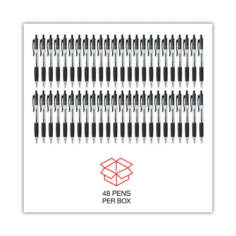 Universal™ Comfort Grip Ballpoint Pen, Retractable, Medium 1 mm, Black Ink, Clear/Black Barrel, 48/Pack (UNV15533)