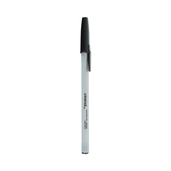 Universal™ Ballpoint Pen Value Pack, Stick, Medium 1 mm, Black Ink, Gray/Black Barrel, 60/Pack (UNV15613)