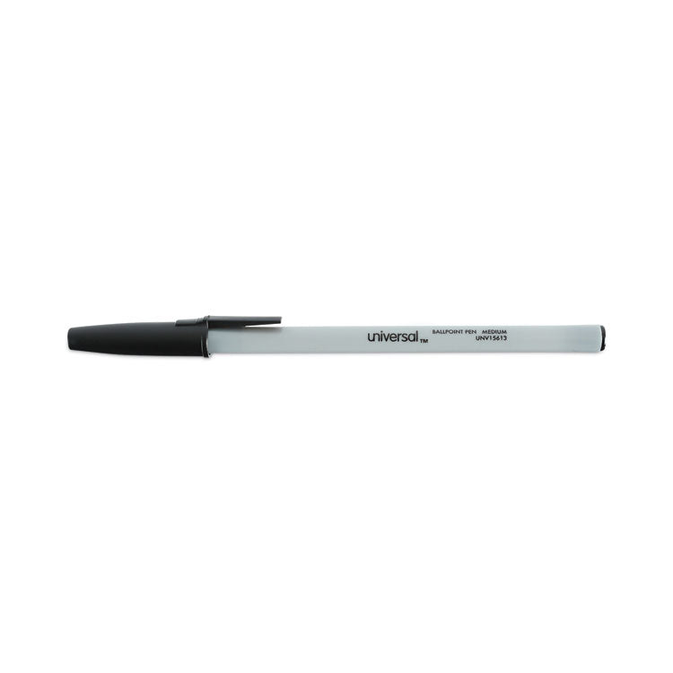 Universal™ Ballpoint Pen Value Pack, Stick, Medium 1 mm, Black Ink, Gray/Black Barrel, 60/Pack (UNV15613)