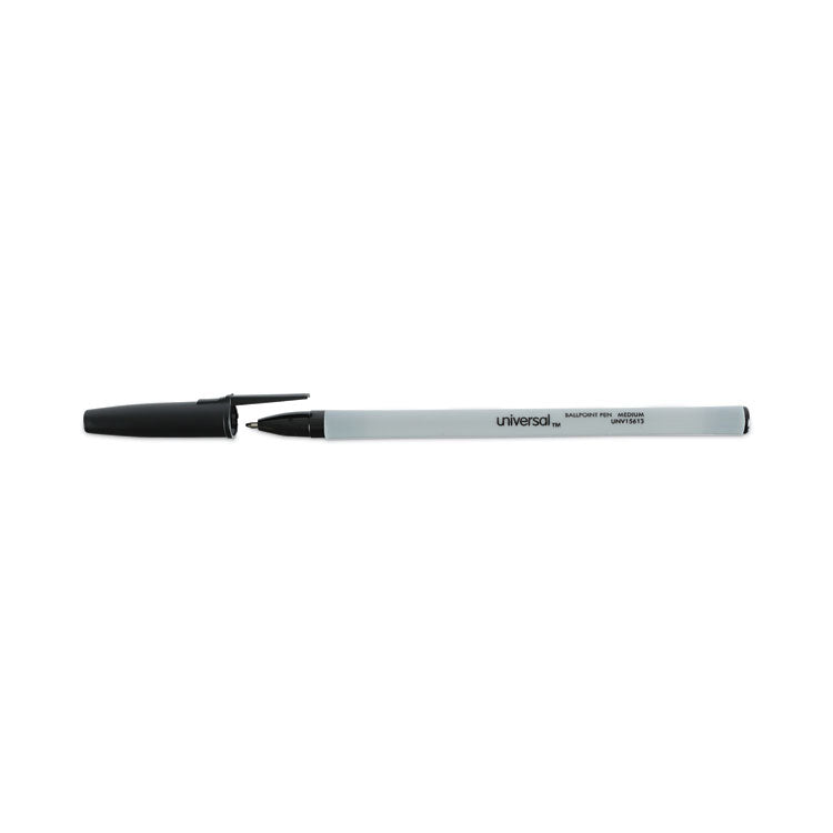 Universal™ Ballpoint Pen Value Pack, Stick, Medium 1 mm, Black Ink, Gray/Black Barrel, 60/Pack (UNV15613)