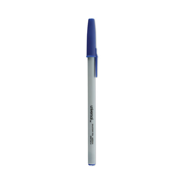 Universal™ Ballpoint Pen Value Pack, Stick, Medium 1 mm, Blue Ink, Gray/Blue Barrel, 60/Pack (UNV15614)