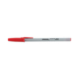 Universal™ Ballpoint Pen, Stick, Medium 1 mm, Red Ink, Gray/Red Barrel, Dozen (UNV27412)