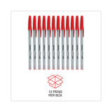 Universal™ Ballpoint Pen, Stick, Medium 1 mm, Red Ink, Gray/Red Barrel, Dozen (UNV27412)